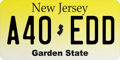 NJ license plate A40EDD