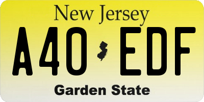 NJ license plate A40EDF