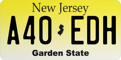 NJ license plate A40EDH