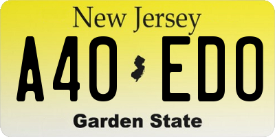 NJ license plate A40EDO