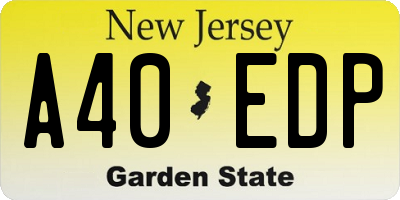 NJ license plate A40EDP
