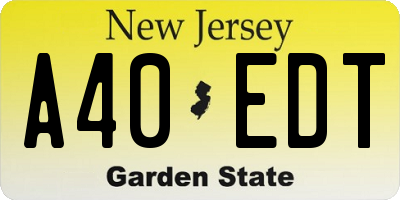 NJ license plate A40EDT