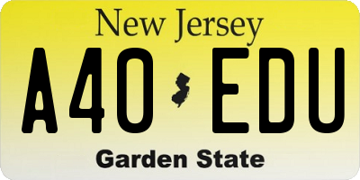 NJ license plate A40EDU