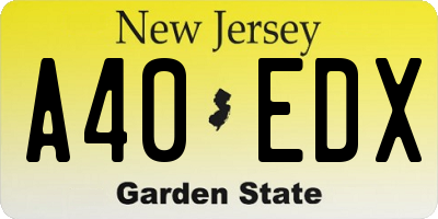 NJ license plate A40EDX
