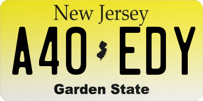 NJ license plate A40EDY