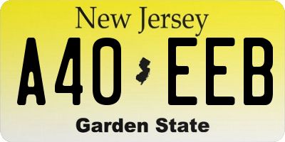 NJ license plate A40EEB
