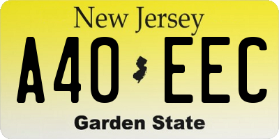 NJ license plate A40EEC
