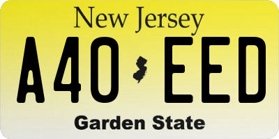 NJ license plate A40EED