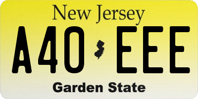 NJ license plate A40EEE