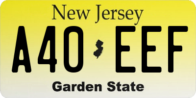 NJ license plate A40EEF