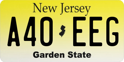 NJ license plate A40EEG