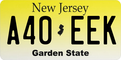 NJ license plate A40EEK
