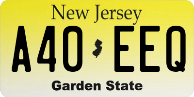 NJ license plate A40EEQ