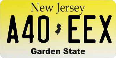NJ license plate A40EEX