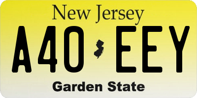 NJ license plate A40EEY