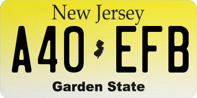 NJ license plate A40EFB