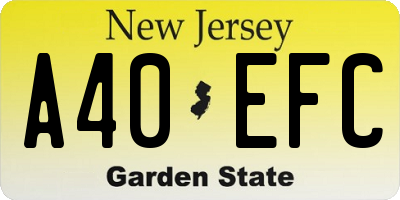 NJ license plate A40EFC