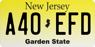 NJ license plate A40EFD