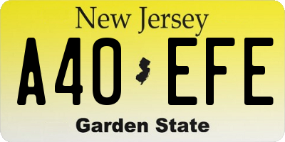NJ license plate A40EFE