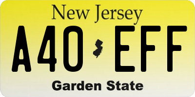 NJ license plate A40EFF