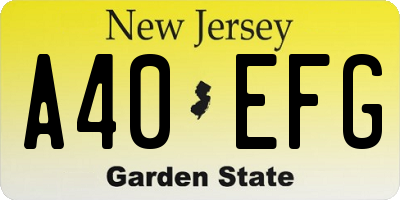 NJ license plate A40EFG