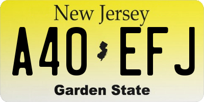 NJ license plate A40EFJ