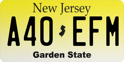 NJ license plate A40EFM