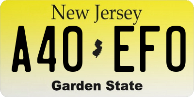 NJ license plate A40EFO