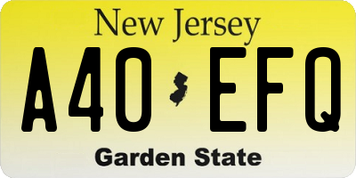 NJ license plate A40EFQ
