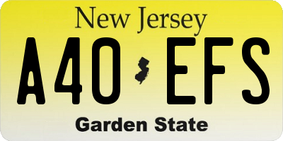 NJ license plate A40EFS