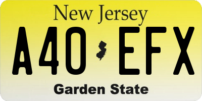 NJ license plate A40EFX