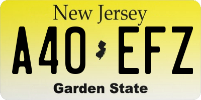 NJ license plate A40EFZ