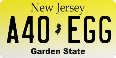 NJ license plate A40EGG