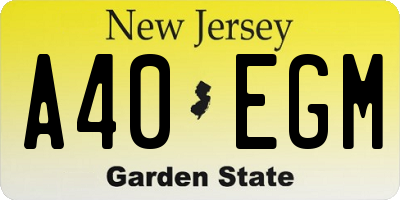 NJ license plate A40EGM
