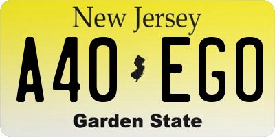 NJ license plate A40EGO