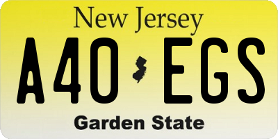 NJ license plate A40EGS