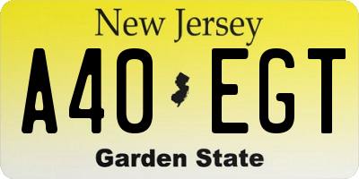 NJ license plate A40EGT