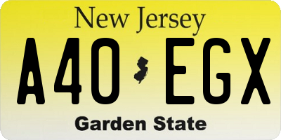 NJ license plate A40EGX