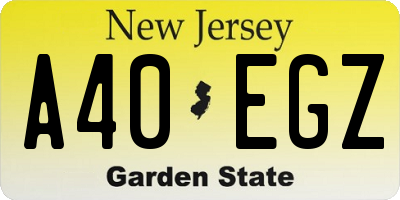 NJ license plate A40EGZ