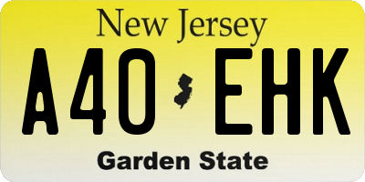 NJ license plate A40EHK