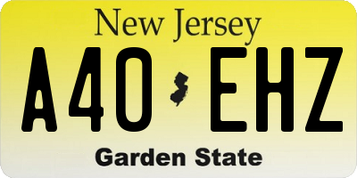 NJ license plate A40EHZ