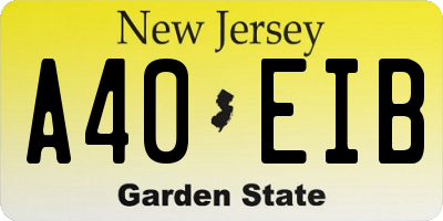 NJ license plate A40EIB