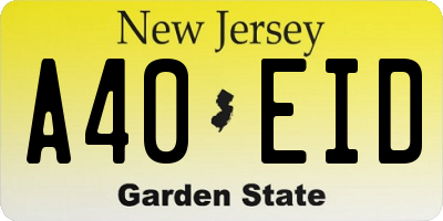 NJ license plate A40EID