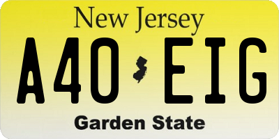 NJ license plate A40EIG