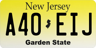 NJ license plate A40EIJ