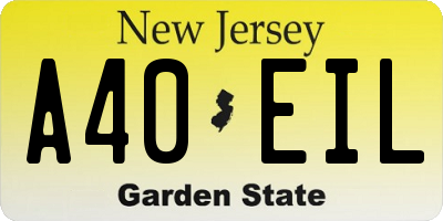 NJ license plate A40EIL
