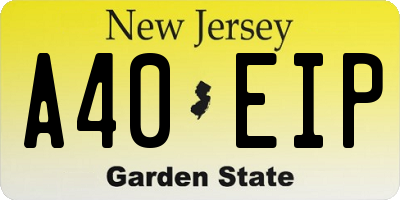NJ license plate A40EIP