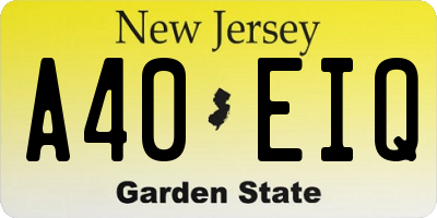 NJ license plate A40EIQ