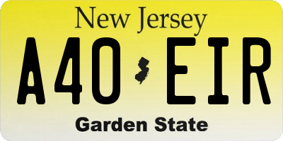 NJ license plate A40EIR