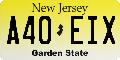 NJ license plate A40EIX
